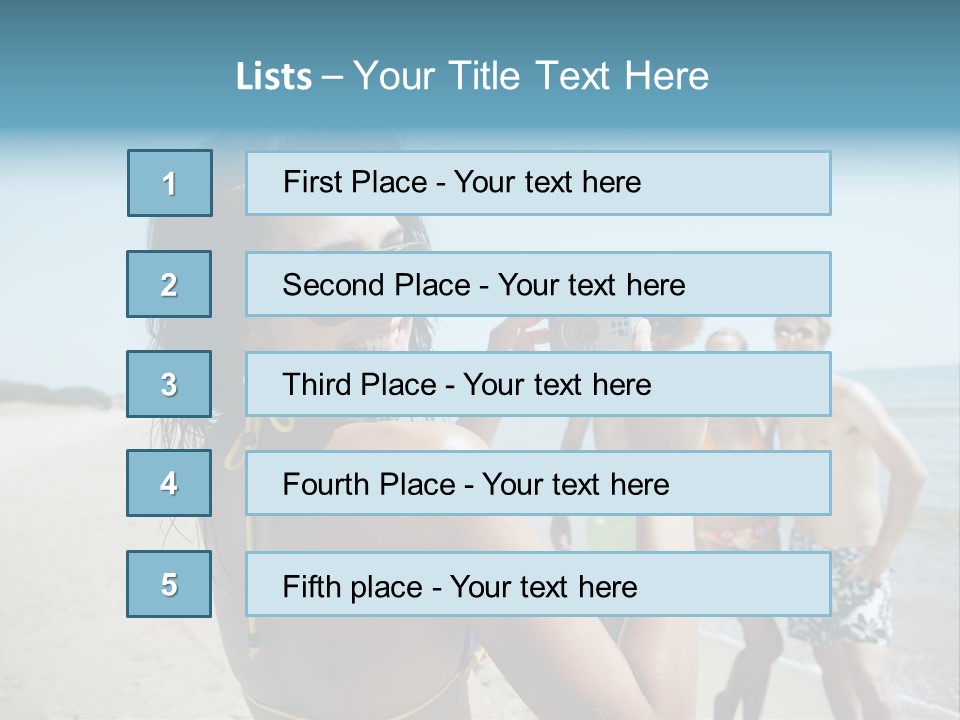 Group Beach Toothy Smile PowerPoint Template