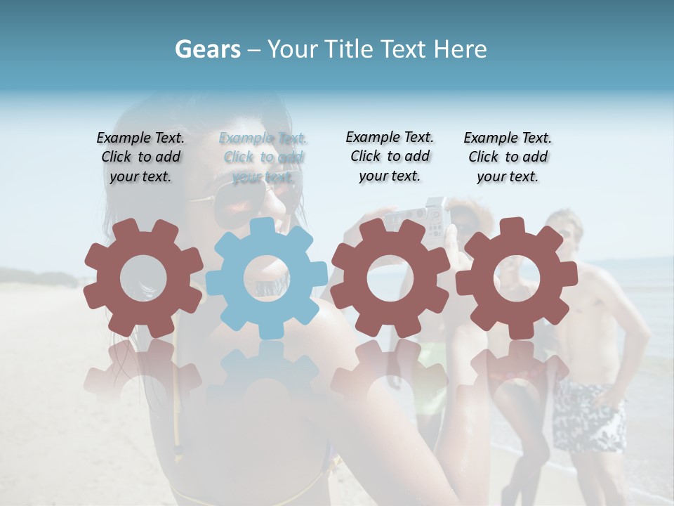 Group Beach Toothy Smile PowerPoint Template