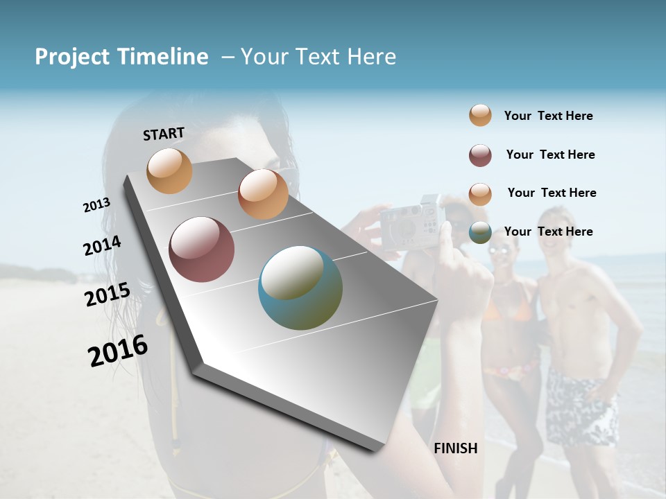 Group Beach Toothy Smile PowerPoint Template