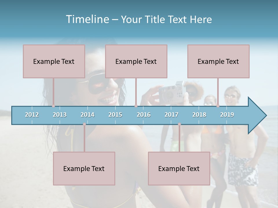 Group Beach Toothy Smile PowerPoint Template
