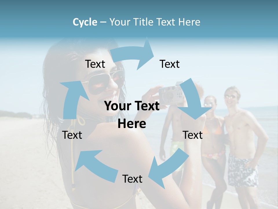 Group Beach Toothy Smile PowerPoint Template