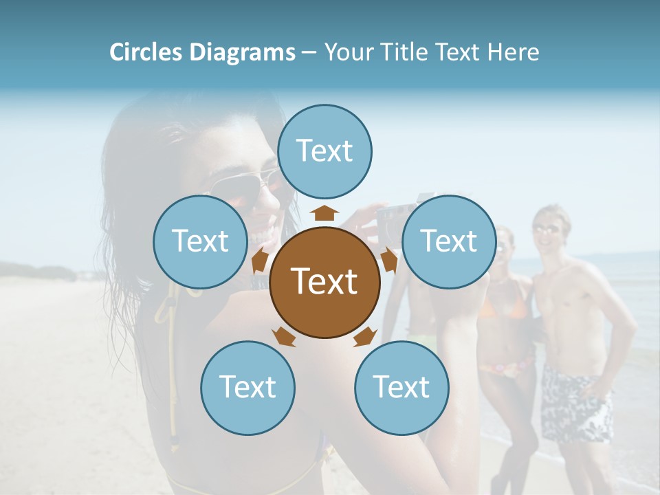 Group Beach Toothy Smile PowerPoint Template