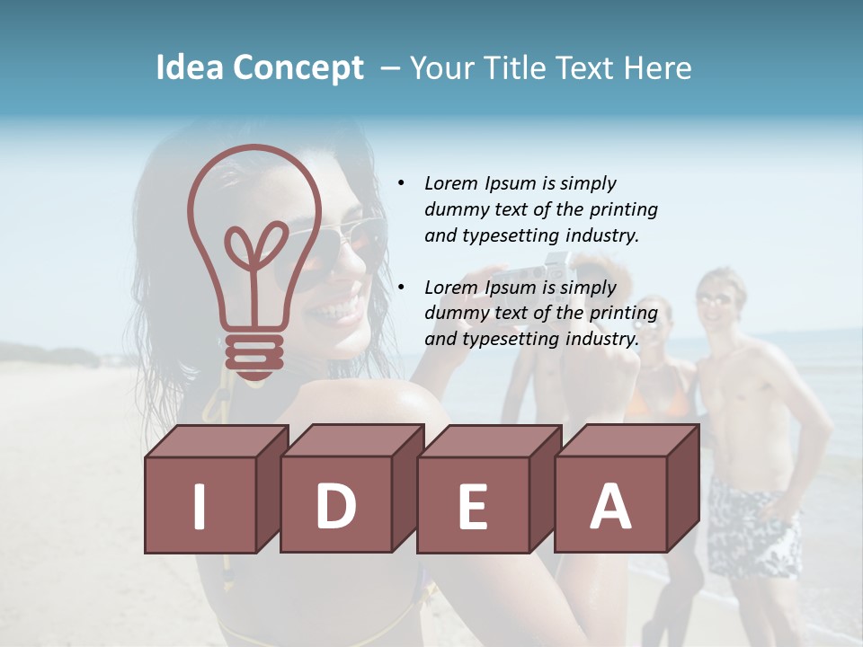 Group Beach Toothy Smile PowerPoint Template