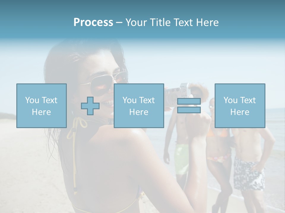 Group Beach Toothy Smile PowerPoint Template