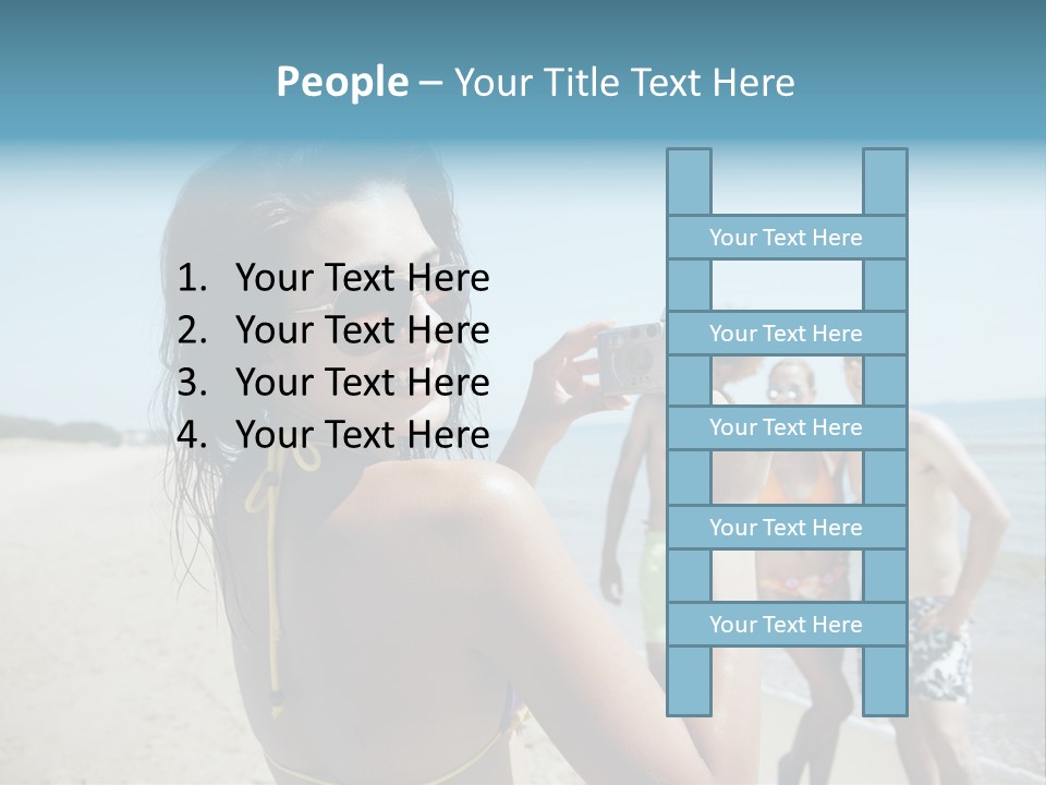 Group Beach Toothy Smile PowerPoint Template