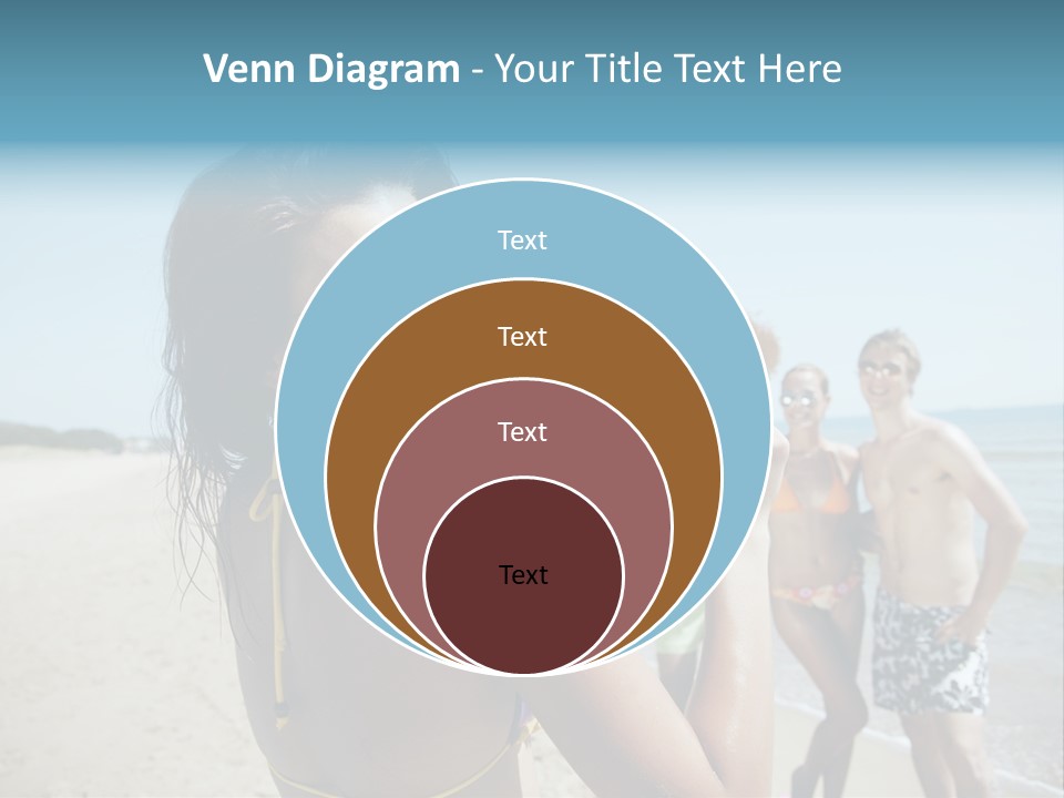 Group Beach Toothy Smile PowerPoint Template