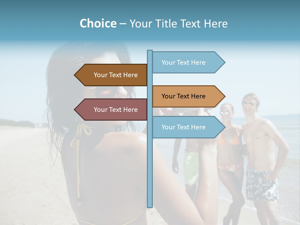 Group Beach Toothy Smile PowerPoint Template