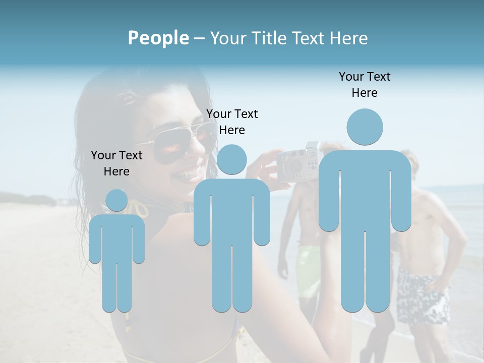 Group Beach Toothy Smile PowerPoint Template