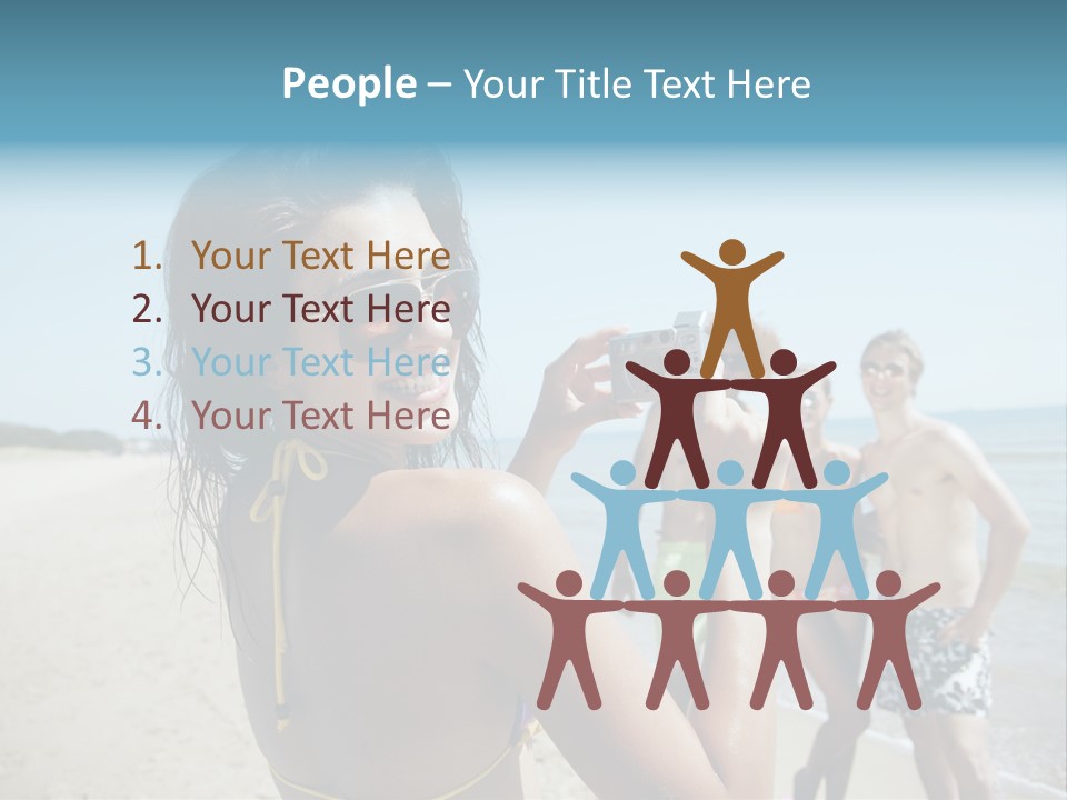 Group Beach Toothy Smile PowerPoint Template