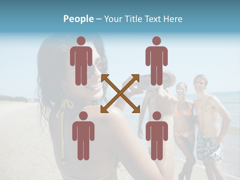 Group Beach Toothy Smile PowerPoint Template
