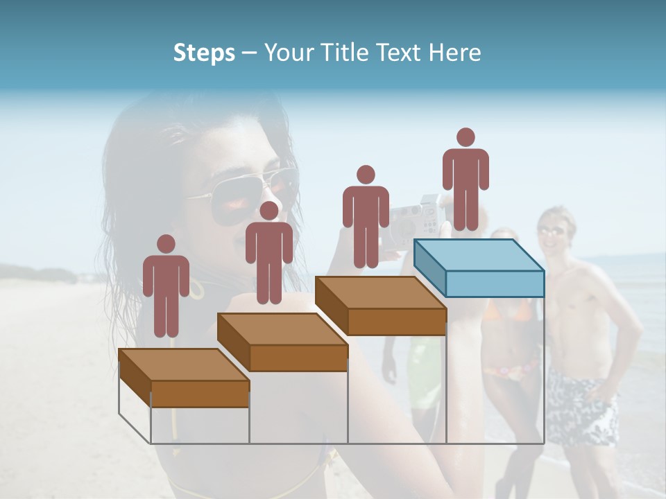 Group Beach Toothy Smile PowerPoint Template