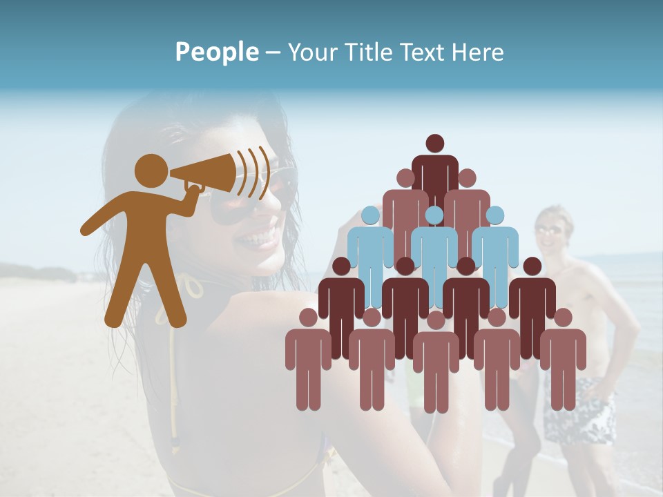 Group Beach Toothy Smile PowerPoint Template
