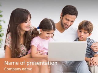 Living Room Brunette Girl PowerPoint Template