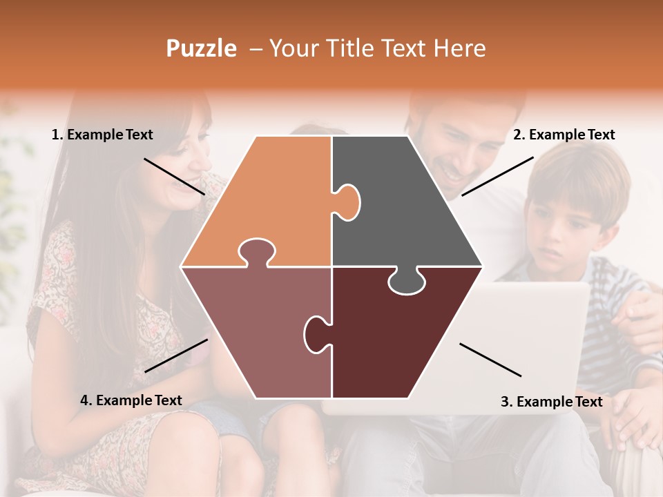 Living Room Brunette Girl PowerPoint Template