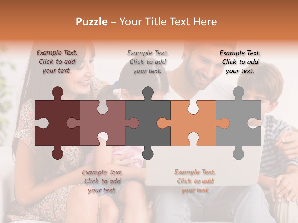 Living Room Brunette Girl PowerPoint Template