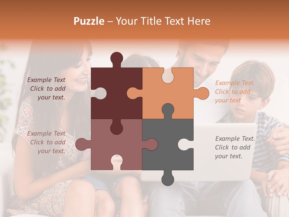 Living Room Brunette Girl PowerPoint Template