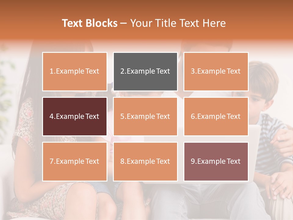 Living Room Brunette Girl PowerPoint Template