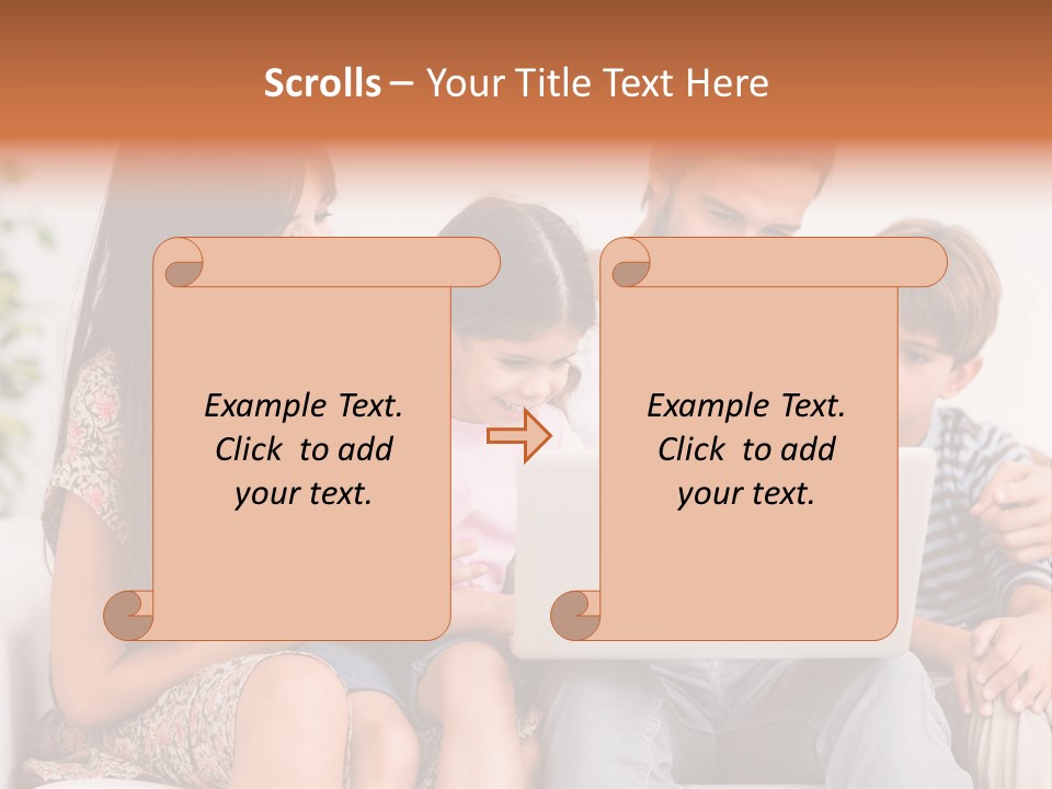 Living Room Brunette Girl PowerPoint Template