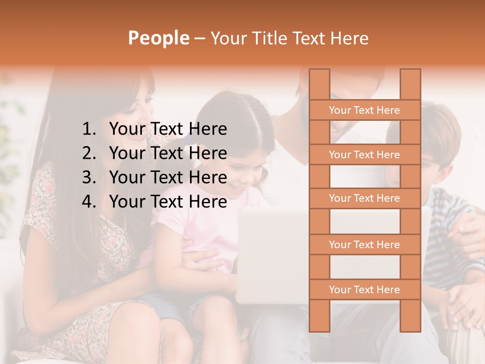 Living Room Brunette Girl PowerPoint Template