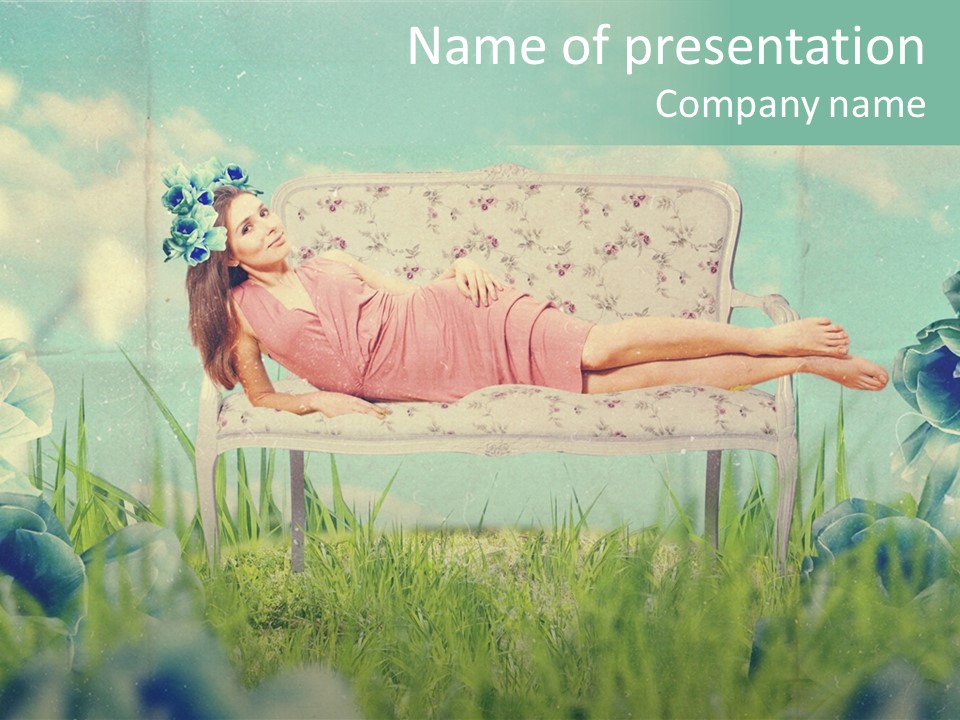 Glamour Flower Girl PowerPoint Template