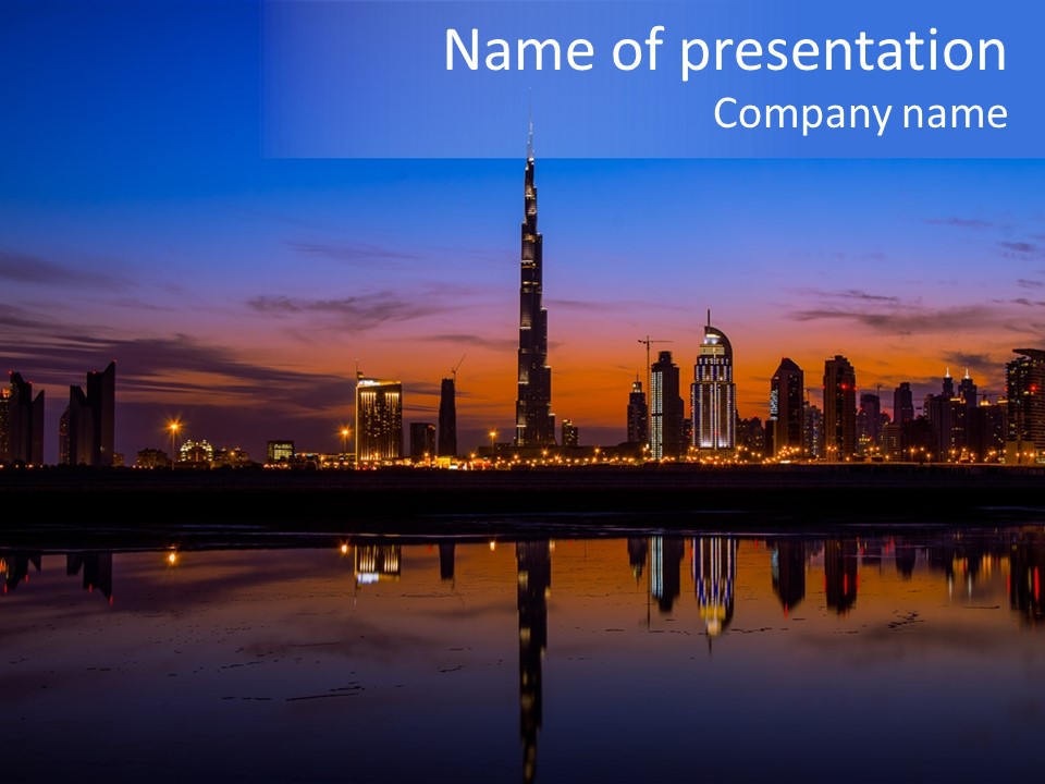 Building Water Sunset PowerPoint Template