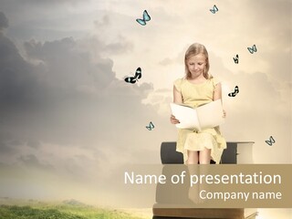 Romantic Little Butterfly PowerPoint Template