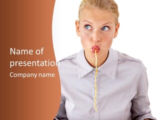 One Woman Only Pasta Eating PowerPoint Template