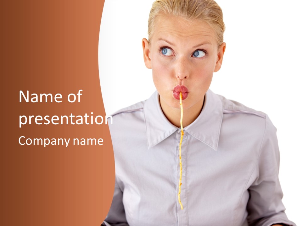 One Woman Only Pasta Eating PowerPoint Template