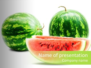 Isolated Green Watermelon PowerPoint Template