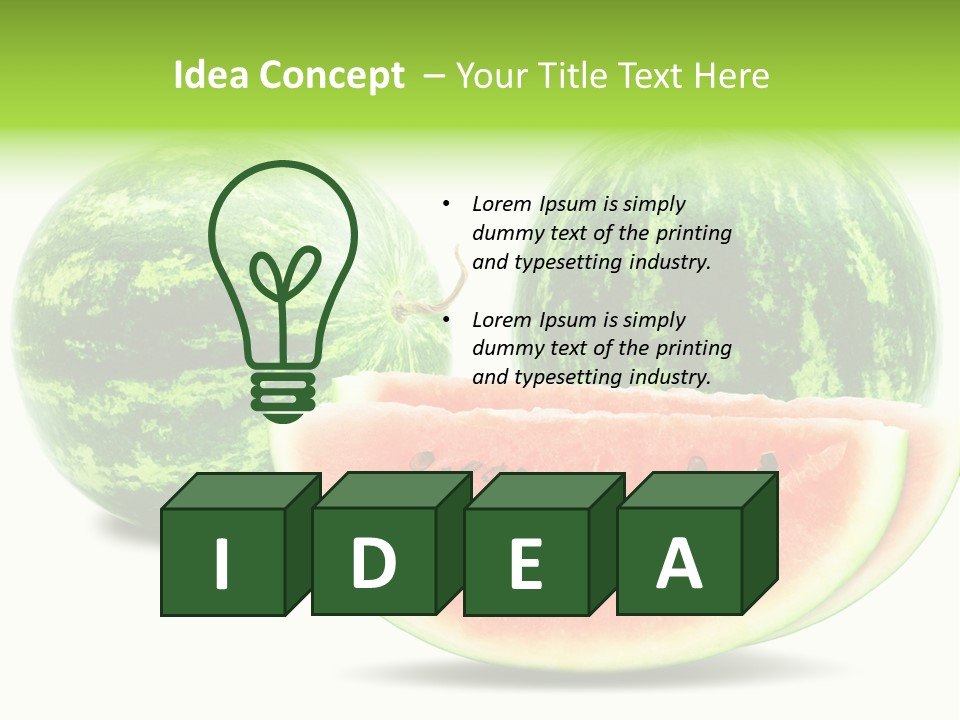 Isolated Green Watermelon PowerPoint Template