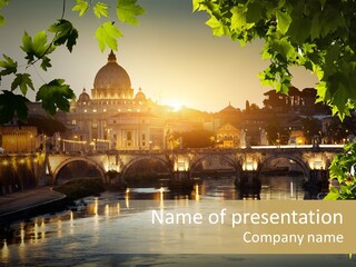 Dawn Evening Bridge PowerPoint Template