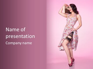 Radio Gorgeous Brunette PowerPoint Template