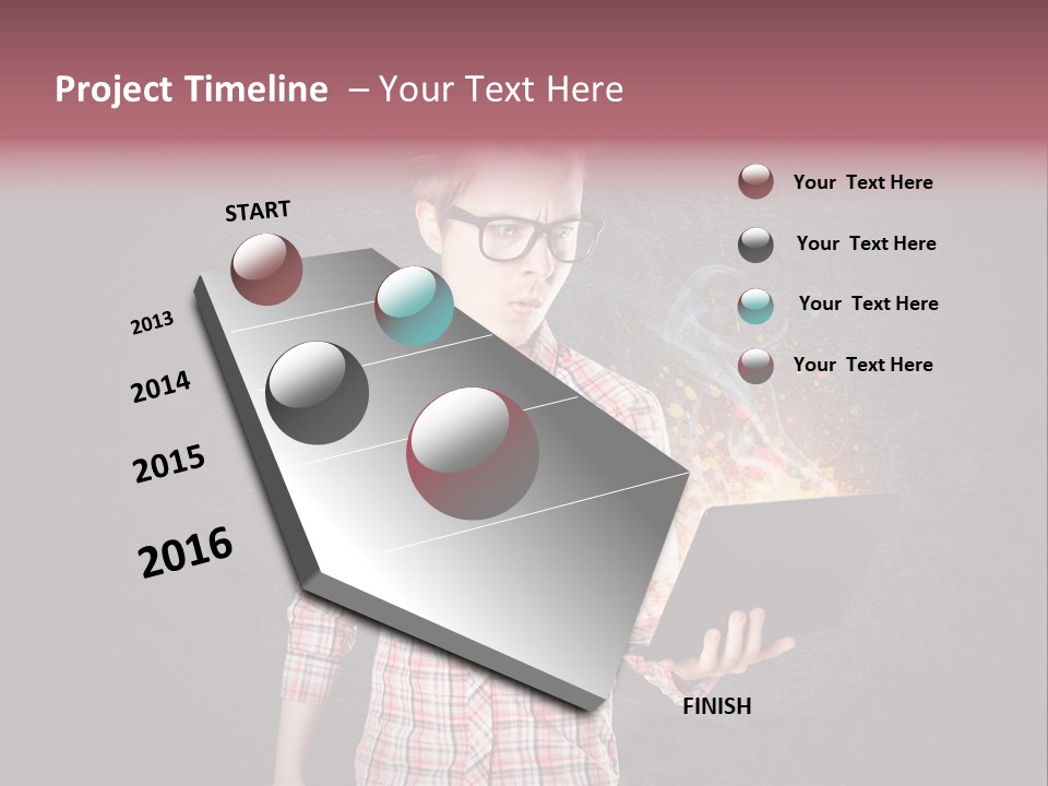 Junge Probleme Laptop PowerPoint Template