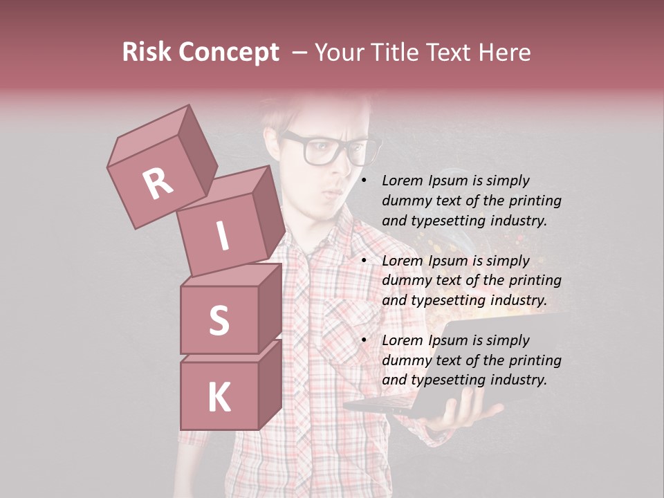 Junge Probleme Laptop PowerPoint Template