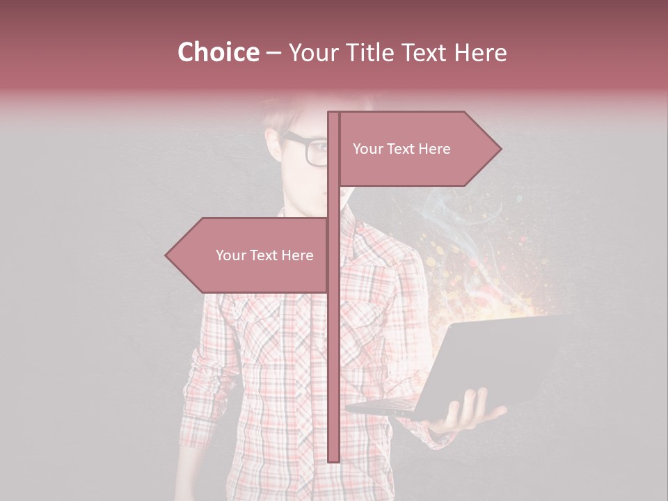Junge Probleme Laptop PowerPoint Template