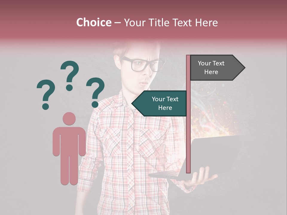 Junge Probleme Laptop PowerPoint Template