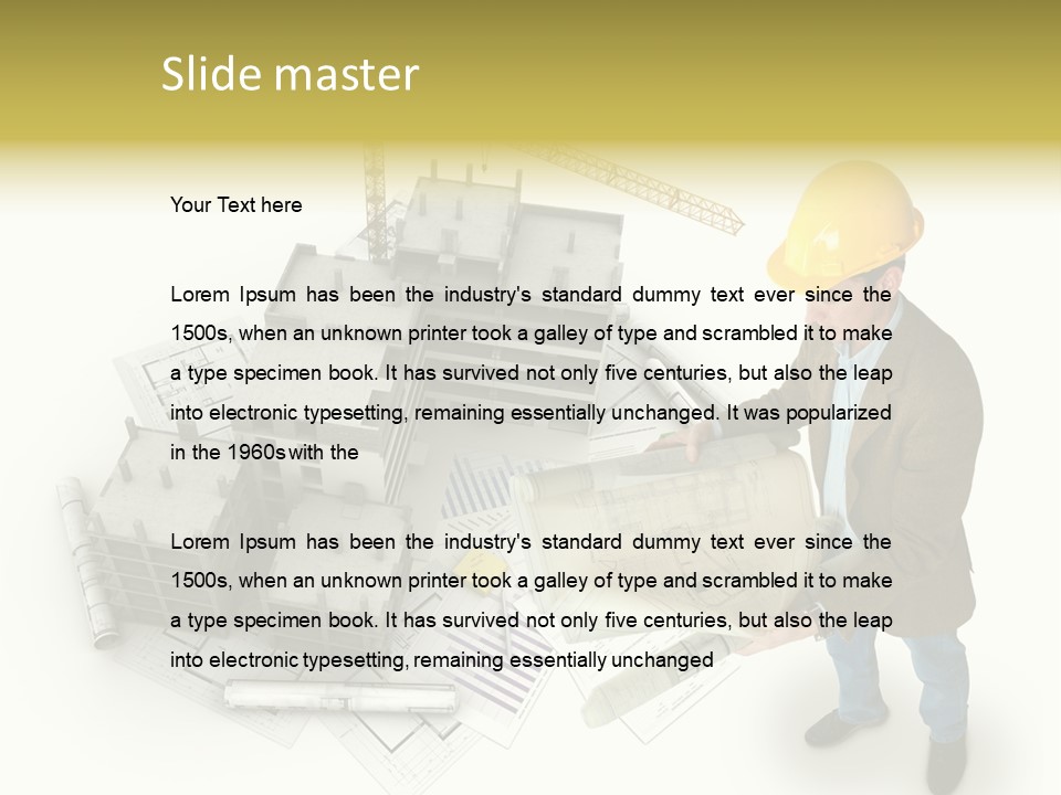 Helmet Blueprints House PowerPoint Template