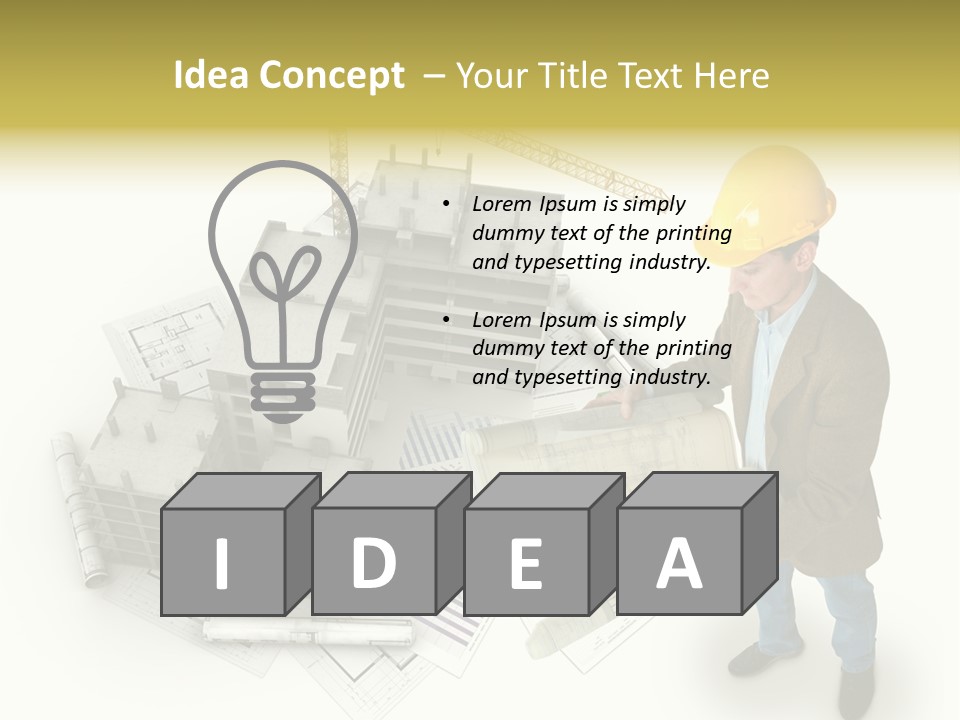 Helmet Blueprints House PowerPoint Template