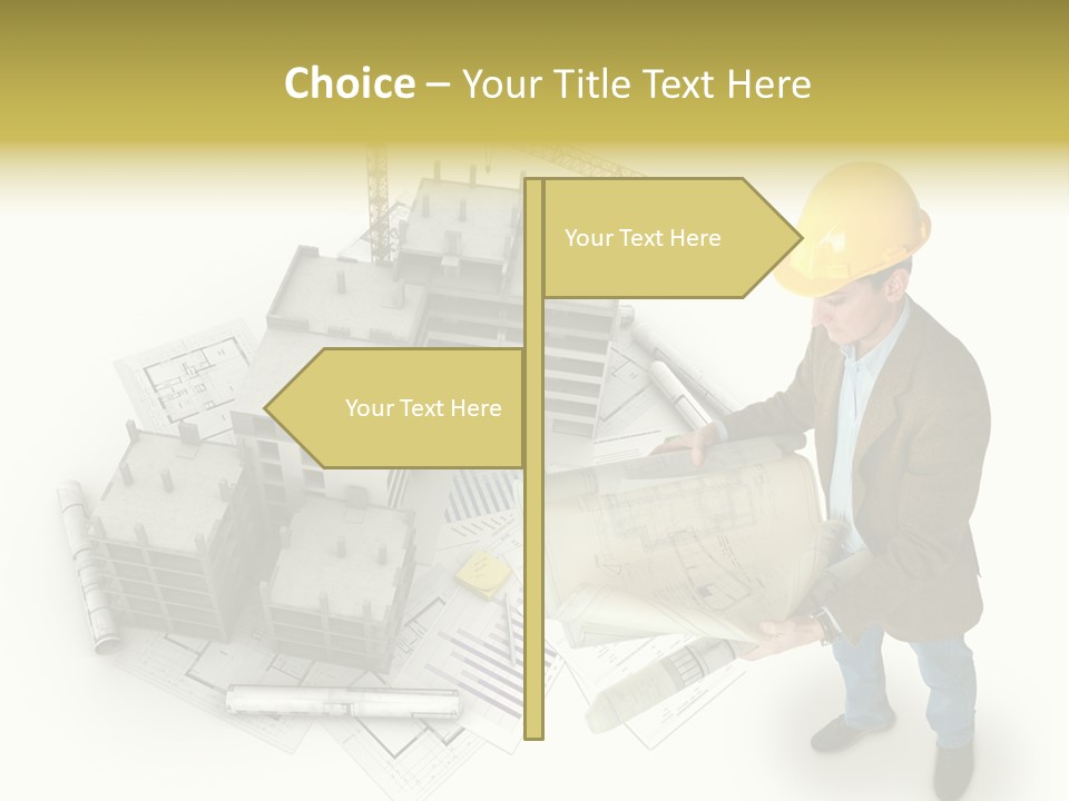 Helmet Blueprints House PowerPoint Template