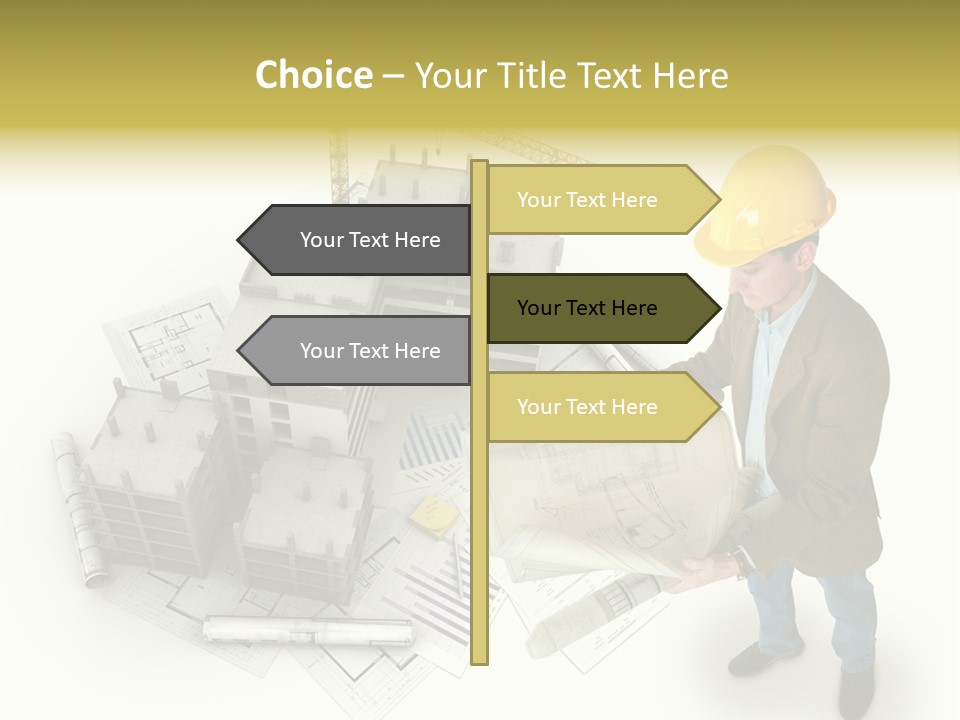 Helmet Blueprints House PowerPoint Template