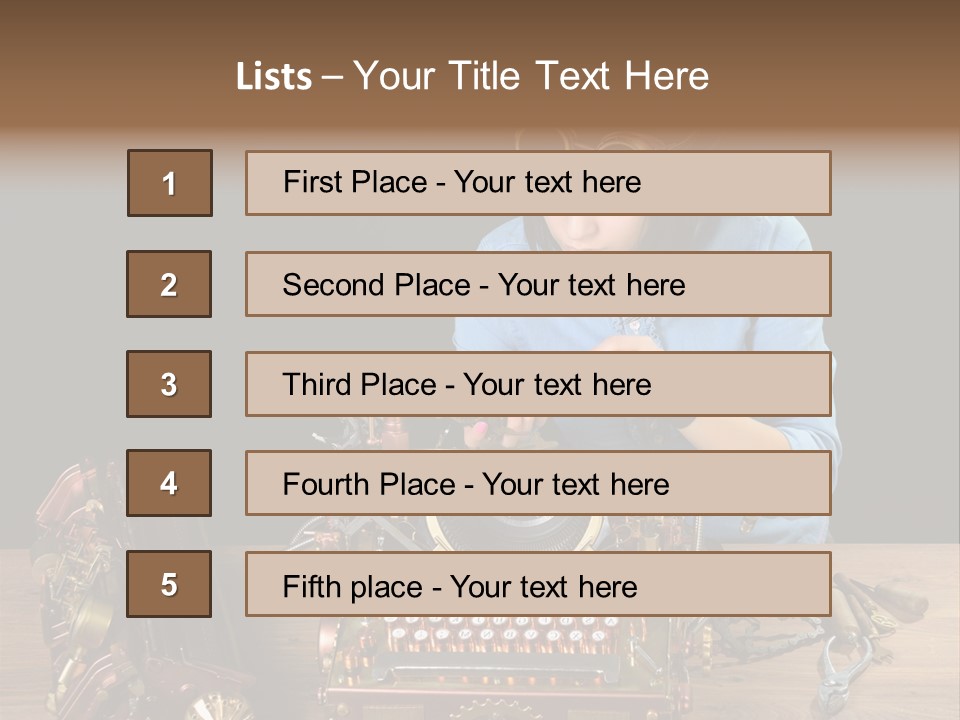 Copper Half Typewriter PowerPoint Template