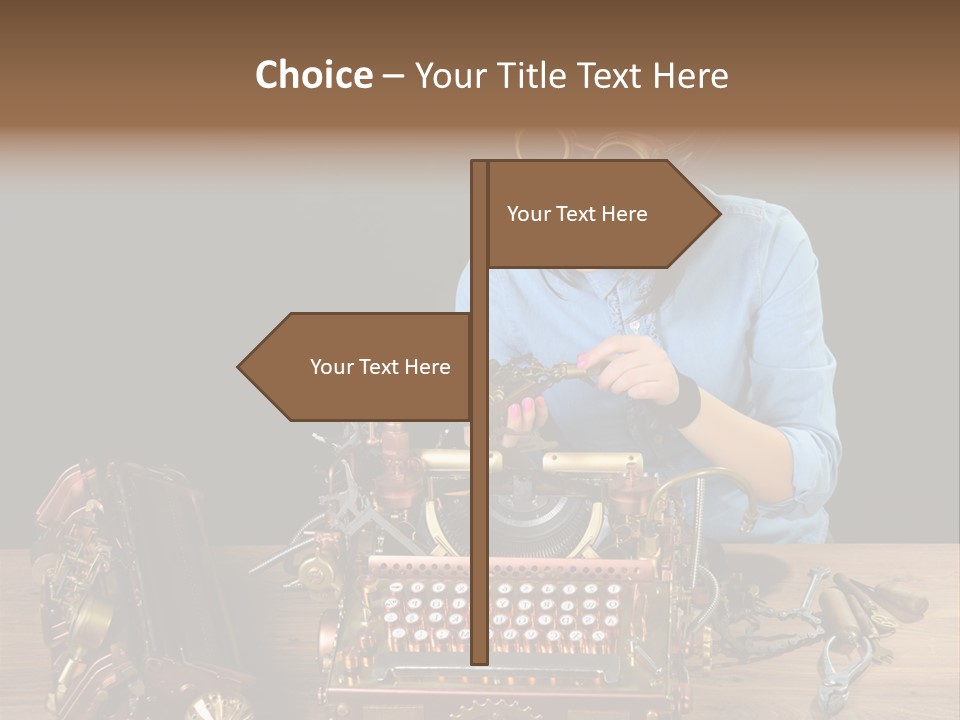 Copper Half Typewriter PowerPoint Template
