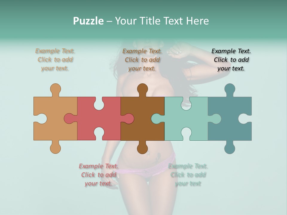 Hot Fitness Long Brown Hair PowerPoint Template