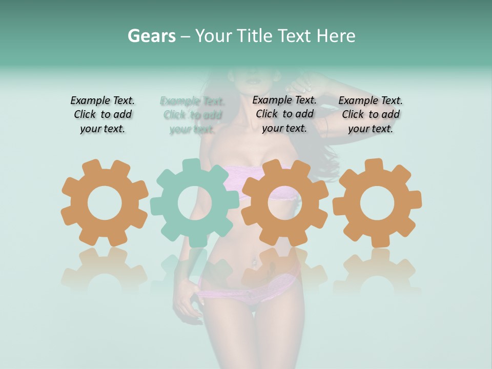 Hot Fitness Long Brown Hair PowerPoint Template