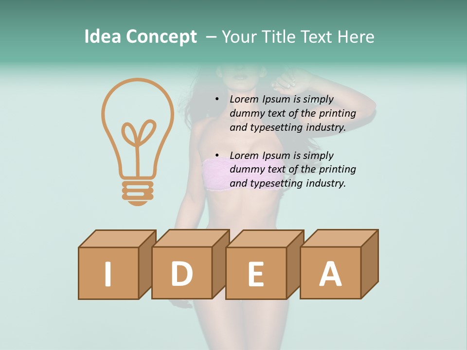 Hot Fitness Long Brown Hair PowerPoint Template