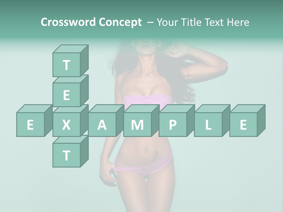 Hot Fitness Long Brown Hair PowerPoint Template