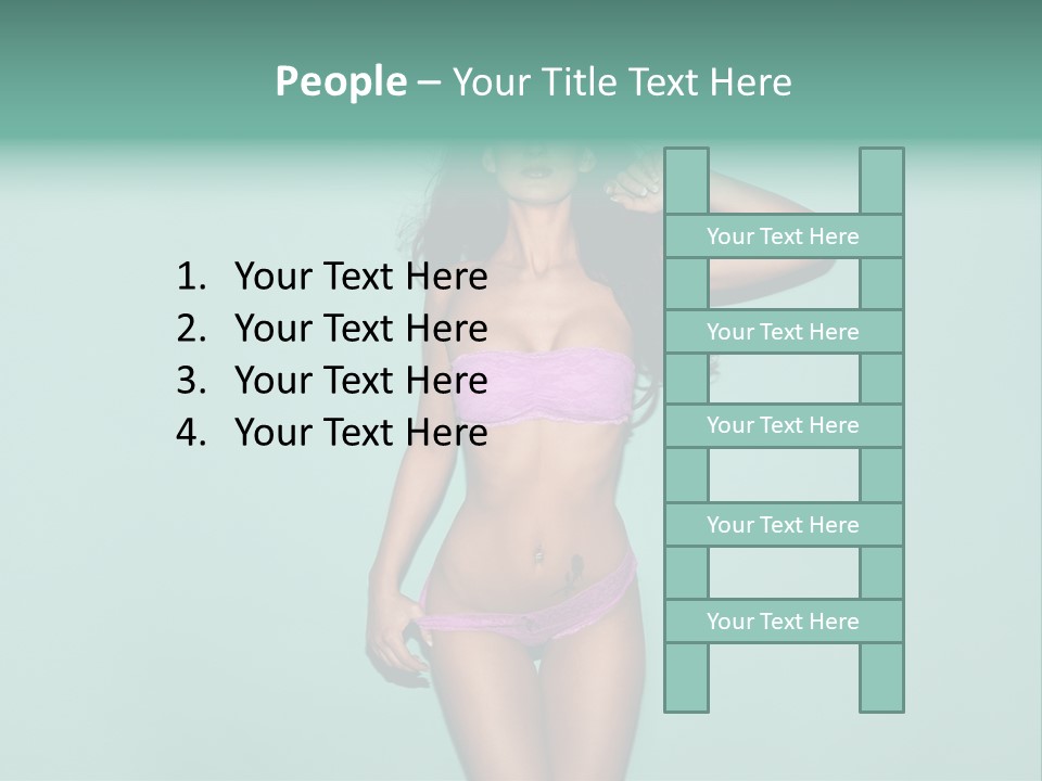 Hot Fitness Long Brown Hair PowerPoint Template