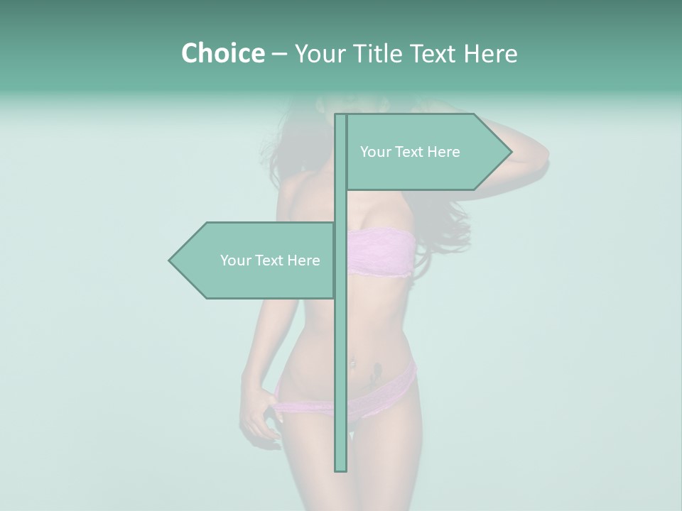 Hot Fitness Long Brown Hair PowerPoint Template