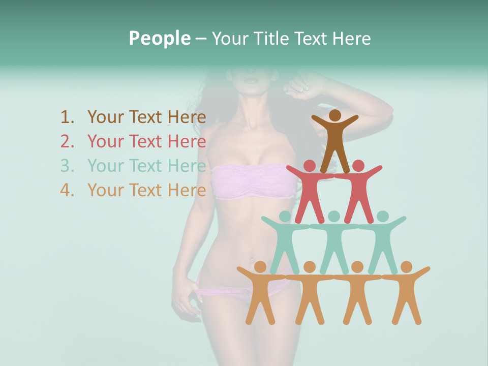 Hot Fitness Long Brown Hair PowerPoint Template