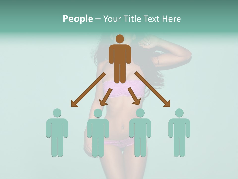 Hot Fitness Long Brown Hair PowerPoint Template